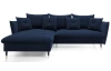 Rohová sedacia súprava Glam, kráľovská modrá látka, ľavý roh