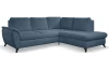Rohová sedacia  súprava Geneva, zafírovo modrá látka, pravý roh
