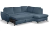Rohová sedacia  súprava Geneva, zafírovo modrá látka, pravý roh