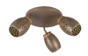Stropné osvetlenie Bidar, medený kov/drevo, 3 svietidlá