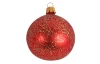 Vianočná ozdoba sklenená guľa 7 cm, červená s trblietavými kryštálikmi