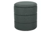 Okrúhly taburet s úložným priestorom Picardo, šedo-zelená látka