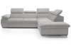 Rohová sedacia súprava Viera, svetlo šedá texturovaná látka, pravý roh