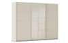 Šatníková skriňa Kulmbach, šírka 271 cm/výška 229 cm, béžová/sklo