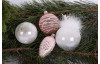 Vianočná ozdoba Guľa s perím, transparentná, sklo, 6 cm