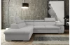 Rohová sedacia súprava Viera, svetlo šedá texturovaná látka, ľavý roh