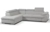 Rohová sedacia súprava Viera, svetlo šedá texturovaná látka, ľavý roh