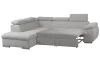 Rohová sedacia súprava Viera, svetlo šedá texturovaná látka, ľavý roh