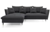 Rohová sedacia súprava Glam, tmavo šedá látka, ľavý roh