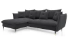 Rohová sedacia súprava Glam, tmavo šedá látka, ľavý roh