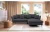Rohová sedacia súprava Glam, tmavo šedá látka, pravý roh