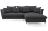 Rohová sedacia súprava Glam, tmavo šedá látka, pravý roh