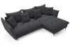 Rohová sedacia súprava Glam, tmavo šedá látka, pravý roh