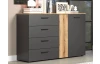 Komoda so zásuvkami Esteban 139 cm, antracit/dub evoke