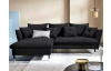 Rohová sedacia súprava Glam, čierna látka, ľavý roh