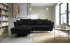 Rohová sedacia súprava Glam, čierna látka, ľavý roh