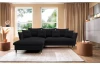 Rohová sedacia súprava Glam, čierna látka, ľavý roh