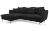 Rohová sedacia súprava Glam, čierna látka, ľavý roh