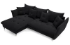 Rohová sedacia súprava Glam, čierna látka, ľavý roh