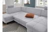 Sedací souprava 7433, svetlo šedá látka, tvar ľavej U, s funkciami