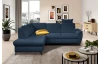Rohová sedací souprava Geneva, oceánská modrá látka, ľavý roh