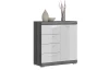 Komoda so 4 šuplíkmi Scout, 80 cm, sivý dub/biela lesk