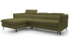 Rohová sedacia súprava Mango, machová zelená látka, ľavý roh