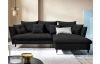 Rohová sedacia súprava Glam, čierna látka, pravý roh