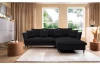 Rohová sedacia súprava Glam, čierna látka, pravý roh