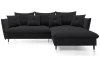 Rohová sedacia súprava Glam, čierna látka, pravý roh