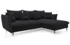 Rohová sedacia súprava Glam, čierna látka, pravý roh