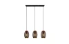 Závesné stropné osvetlenie Bidar 71 cm, černý kov/dřevo, 3 svítidla