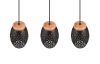 Závesné stropné osvetlenie Bidar 71 cm, černý kov/dřevo, 3 svítidla