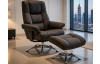 Relaxačné kreslo s podnožkou Felini, hnedá látka v optike kože