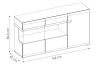 Široká komoda s presklením Linate, biely lesk/dub