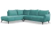 Rohová  sedacia súprava Bella, modro-zelená aqua látka, ľavý roh