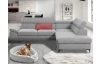 Rohová sedacia súprava Lonigo, svetle šedá látka, pravý roh
