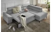 Rohová sedacia súprava Lonigo, svetle šedá látka, pravý roh