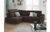 Rohová sedacia súprava Brico, tmavo hnedá látka, ľavý roh