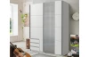 Šatníková skriňa so zrkadlom Emden, 135 cm, biela