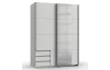 Šatníková skriňa so zrkadlom Emden, 135 cm, biela