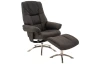 Relaxačné kreslo s podnožkou Felini, hnedá látka v optike kože