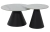 Súprava 2 okrúhlych stolíkov Dustin, 70 cm/50 cm, biela imitácia mramoru