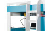 Zvýšená posteľ s úložným priestorom a stolom Mobi 90x200 cm, biela/tyrkysová