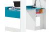 Zvýšená posteľ s úložným priestorom a stolom Mobi 90x200 cm, biela/tyrkysová