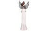 Dekoračná soška Anjel s kovovými krídlami, biely
