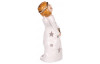 Vianočné dekorácie/svietnik Anjel v bielych šatách, 19 cm