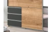 Šatníková skriňa so zrkadlom Emden, 225 cm, doskový dub/grafit