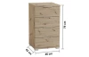 Nočný stolík/skrinka so 4 zásuvkami Smilla, výška 79 cm, dub artisan