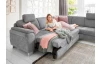 Rohová sedacia súprava s kreslom Omaha, šedá látka, s funkciami